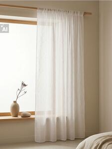 Sinsay - Sada záclon na řasící pásce s lesklou geometrickou výšivkou 2 pack - bílá