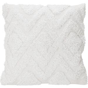 Bílý dekorační polštář, tuftovaná bavlna, 45 x 45 cm