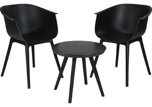Černá sada zahradního nábytku, židle se stolem