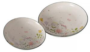 Keramické talíře s motivem polních květin, 2 ks