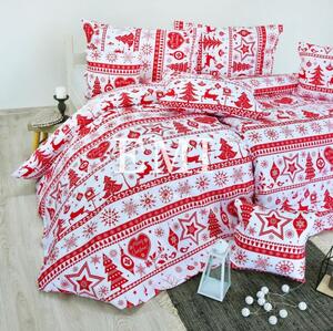 Vánoční bavlněné povlečení Eleonora červené EMI, Prodloužený set jednolůžko obsahuje 1x 140x220 + 1x 70x90