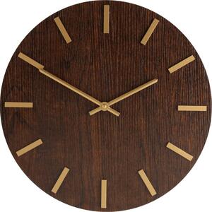 Nástěnné hodiny s minimalistickým ciferníkem imitujícím dřevo, MDF, Ø 40 cm
