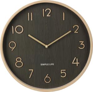 Nástěnné hodiny s dřevěným designem, 38 x 5 cm