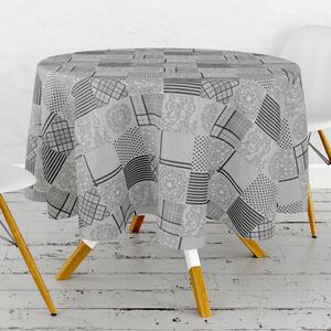 Ubrus PVC kulatý M-193B – Šedý patchwork (různé velikosti)