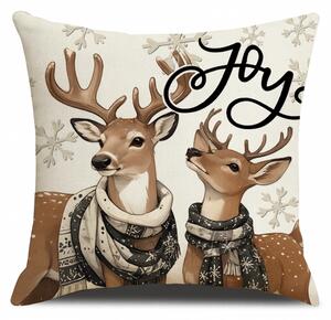 Vánoční povlak na polštář DEER JOY 45x45 cm, béžový