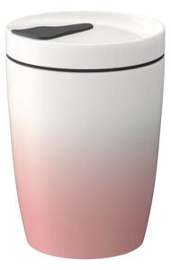 Růžovo-bílý porcelánový cestovní hrnek Villeroy & Boch Like To Go, 290 ml