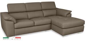 Kožená rohová sedací souprava LOREN II, pravá, sv. hnědá (romana - 2029 nut brown)