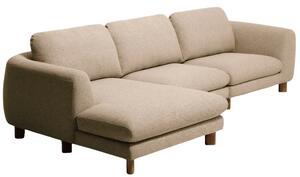 Kave Home Hnědá čalouněná rohová pohovka Vera 322 cm s ořechovou podnoží, levá