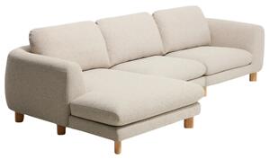 Kave Home Béžová čalouněná rohová pohovka Vera 322 cm s dubovou podnoží, levá