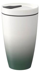 Zeleno-bílý porcelánový termohrnek Villeroy & Boch Like To Go, 350 ml