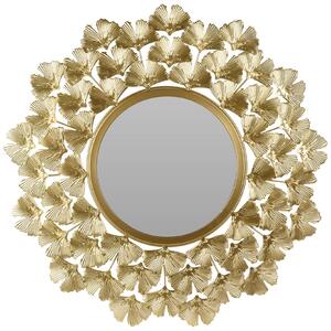 Zlaté dekorační zrcadlo, O 55 cm, v kovovém rámu