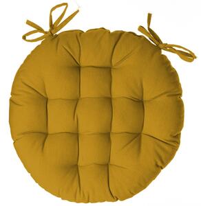 Kulatý sedací polštář s šňůrkami, barva žlutá, průměr 40 cm