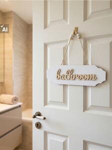 Sinsay - Závěsná dekorace na dveře s nápisem Bathroom - bílá