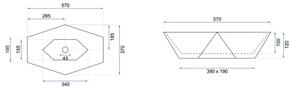 REA-U5602 - Umyvadlo na desku VEGAS 37x57 cm keramika/imitace kamene