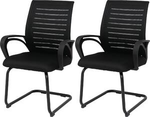 Sada 2 jídelních židlí HWC-K51, židle s područkami, látka/textil (250 g/m²) černá, rám černý
