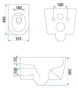 REA-C1652 - Závěsné WC s prkénkem GUSTAVO RIMLESS keramika/bílá