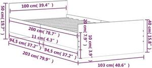 Dřevěná postel - Jednolůžko - Kvalitní spánek - Čelo a nožní část - 100x200 cm - Barva Sonoma (světle šedá)
