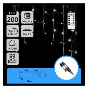 Aigostar - LED Ven. ván. řetěz 200xLED/6W/230V/8 funkcí 3x1m IP44 stud bílá+DO
