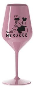 NERUŠŠŠ - světle růžová nerozbitná sklenice na víno 470 ml