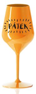 PÁTEK - oranžová nerozbitná sklenice na víno 470 ml