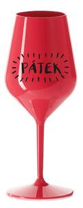 PÁTEK - červená nerozbitná sklenice na víno 470 ml
