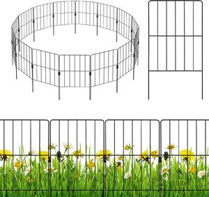 COSTWAY 15 kusů dekorativních zahradních plotů, plot na záhony vysoký 60 cm, kovový zásuvný plot, dekorativní kovový plot, kompletní sada plotů odolná proti korozi, černá barva