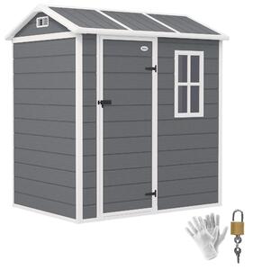 Zahradní domek Outsunny z plastu, 2,1 m², 186 x 130 x 199 cm, edý