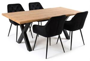 Vikio Jídelní set 4+1 160x90 cm dub, černá VJS136-4C