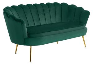 KONDELA Luxusní pohovka, 2,5-sed, smaragdová Velvet / zlatá, styl Art-deco, NOBLIN