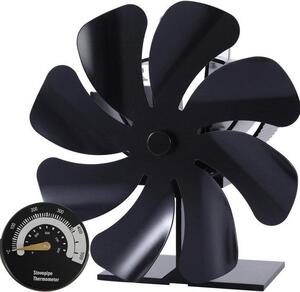 Ventilátor pro kamna s 8 lopatkami, tichý a ekologický, ventilátor poháněný teplem, určený pro krb, kamna na dřevo a další topidla