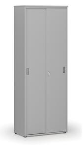 Kancelářská skříň se zasouvacími dveřmi, 2128 x 800 x 420 mm, šedá