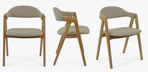Moderní zaoblená židle dub, s béžovým čalouněním