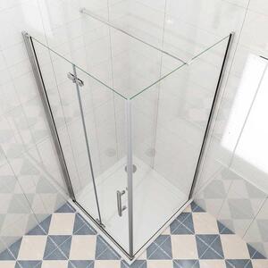 Sprchová kabina čtvercová - Rohová sprcha se skládacími dveřmi - Obnova koupelny - Sklo s povrchovou úpravou Nano EasyClean - 80x80x195 cm - Leštěný chrom