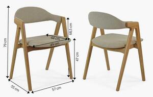 Moderní zaoblená židle dub, s béžovým čalouněním