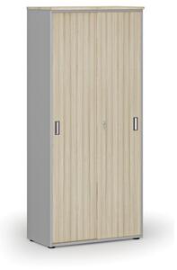 Skříň se zasouvacími dveřmi PRIMO GRAY, 1781 x 800 x 420 mm, šedá/dub přírodní
