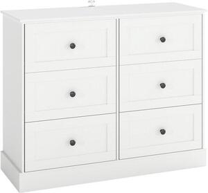 Komoda se 6 zásuvkami - Moderní komoda - 108 x 40 x 87 cm - Černé kovové úchytky - Reliéfní design - Efektivní organizace - Úložná skříň