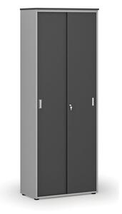 Kancelářská skříň se zasouvacími dveřmi, 2128 x 800 x 420 mm, šedá/grafit