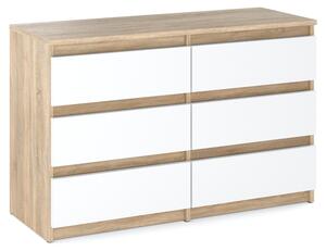 Komoda „HIT“ 6 zásuvek 100 CM dub sonoma / matně bílá