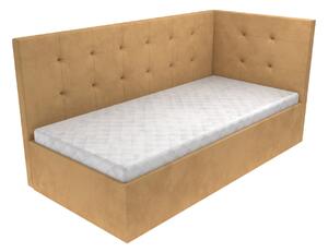 Čalouněná postel Lily s čelem s vtahy, lamelovým roštem a úložným prostorem - Světle šedá, 80 x 200 cm, Bez navýšení, Bez matrace