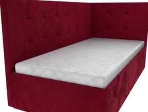 Čalouněná postel Lily s čelem s vtahy, lamelovým roštem a úložným prostorem - Béžová, 90 x 200 cm, Bez navýšení, Bez matrace