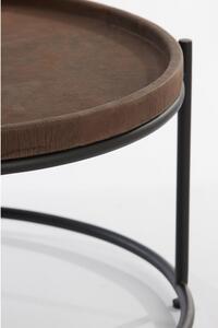 Hnědé kožené kulaté konferenční stolky v sadě 2 ks ø 79 cm Jairo – Light & Living