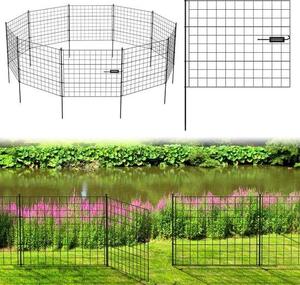 Plotové branky, výška 64 cm, kovové zahradní ploty, délka 3,87 m, černá síťovina – ideální jako plot pro psy nebo jako ohraničení záhonů