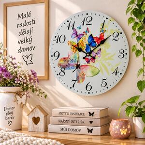 Nástěnné hodiny Malovaní motýlci Ø 34 cm 1990997