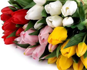 Umělá kytice tulipán - 3 růžová světlá