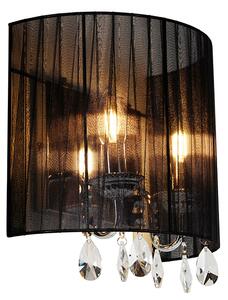 Klasická nástěnná lampa chrom s černým odstínem - Ann-Kathrin 2