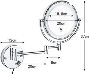 Kosmetické zrcadlo – Zrcadlo s lupou – Kosmetické příslušenství – Nastavitelné LED osvětlení – 20 cm (8 palců) – Růžové zlato