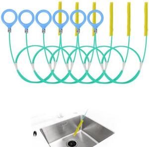 Odstraňovač ucpaných odpadů, 6 kusů - Flexibilní čistič odpadů - Vícebarevný - Materiál: POM/nylon - Vhodné pro umyvadla, toalety a vany - Odstraňuje blokace způsobené vlasy