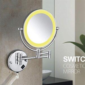 Kosmetické zrcadlo – Zrcadlo s lupou – Kosmetické příslušenství – Nastavitelné LED osvětlení – 20 cm (8 palců) – Růžové zlato