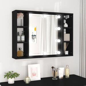 Zrcadlová skříňka 76 x 15 x 55 cm - materiál: dřevo - s LED osvětlením - praktická nástěnná skříňka