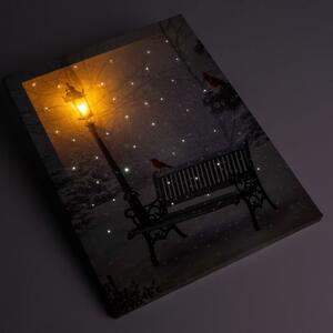 Nástěnná malba Zimní krajina - 1 LED, 30 x 40 cm